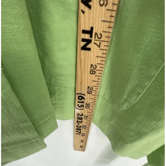 NWT Denim & Co Womens 1X Pants Suit Linen Blend Lime Green Safari Tunic Pockets - Picture 3 of 16
